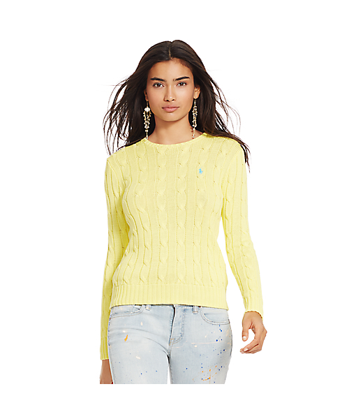 POLO RALPH LAUREN(ポロ ラルフ ローレン)の「ケーブルニット クルーネック セーター(ニット/セーター・レディース・イエロー/ナチュラル・MEDIUM/X-LARGE/X-SMALL/LARGE/SMALL)」の2枚目の写真