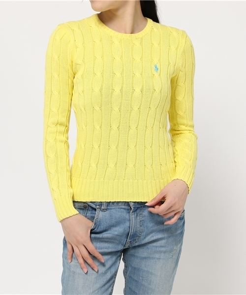 POLO RALPH LAUREN(ポロ ラルフ ローレン)の「ケーブルニット クルーネック セーター(ニット/セーター・レディース・イエロー/ナチュラル・MEDIUM/X-LARGE/X-SMALL/LARGE/SMALL)」の11枚目の写真