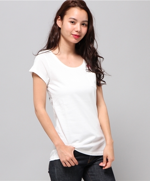 HYSTERIC GLAMOUR（ヒステリックグラマー）の「NATURAL BEAUTY pt ポケ付T-SH（Tシャツ/カットソー・レディース・ホワイト/グリーン/ブラック・FREE）」の2枚目の写真