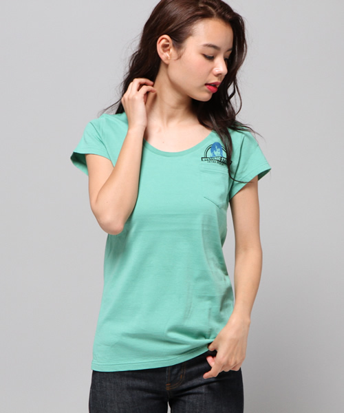 HYSTERIC GLAMOUR（ヒステリックグラマー）の「NATURAL BEAUTY pt ポケ付T-SH（Tシャツ/カットソー・レディース・ホワイト/グリーン/ブラック・FREE）」の3枚目の写真