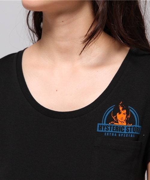 HYSTERIC GLAMOUR（ヒステリックグラマー）の「NATURAL BEAUTY pt ポケ付T-SH（Tシャツ/カットソー・レディース・ホワイト/グリーン/ブラック・FREE）」の4枚目の写真