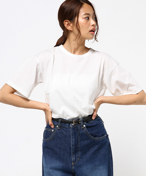 MOUSSY（マウジー）の「HALF SLEEVE TEE J（Tシャツ/カットソー・レディース・ホワイト/ライトブラック/レッド/ベージュ・FREE）」の13枚目の写真