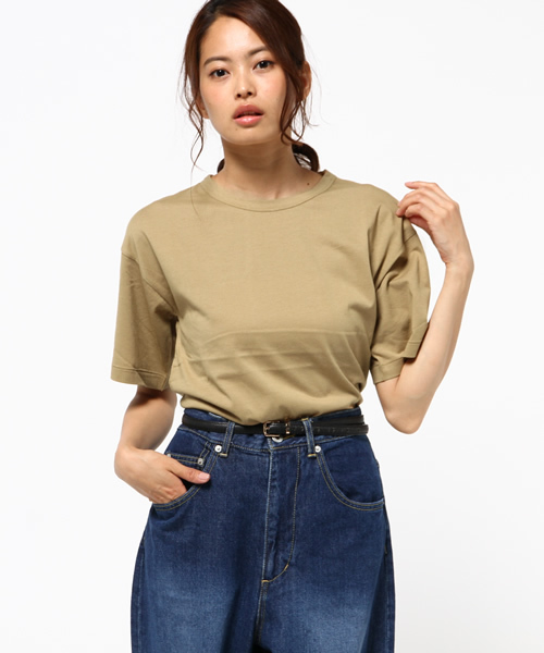 MOUSSY（マウジー）の「HALF SLEEVE TEE J（Tシャツ/カットソー・レディース・ホワイト/ライトブラック/レッド/ベージュ・FREE）」の15枚目の写真