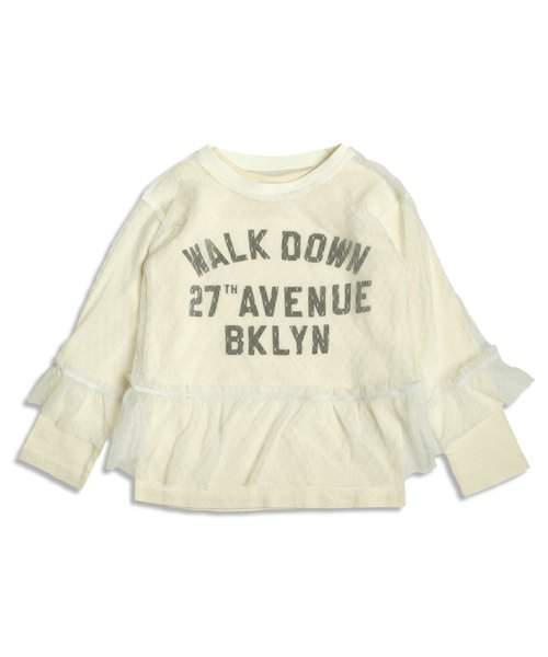 BREEZE（ブリーズ）の「チュール重ねTシャツ（Tシャツ/カットソー・キッズ・オフホワイト/ブラック・130/110/95/100/120/90/140/80）」の2枚目の写真