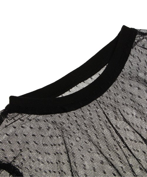 BREEZE（ブリーズ）の「チュール重ねTシャツ（Tシャツ/カットソー・キッズ・オフホワイト/ブラック・130/110/95/100/120/90/140/80）」の4枚目の写真
