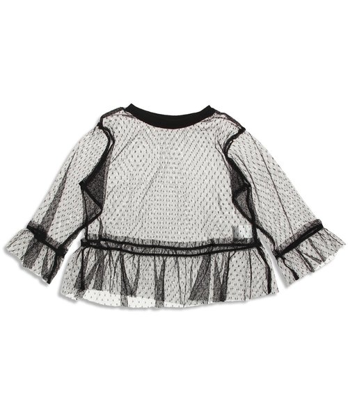 BREEZE（ブリーズ）の「チュール重ねTシャツ（Tシャツ/カットソー・キッズ・オフホワイト/ブラック・130/110/95/100/120/90/140/80）」の6枚目の写真