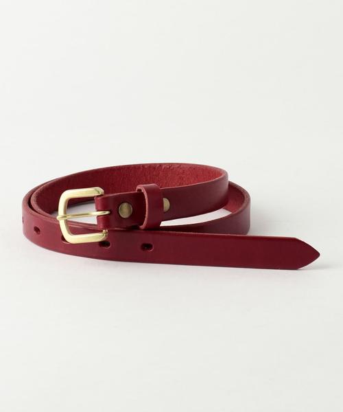 coen（コーエン）の「栃木レザーナローベルト（ベルト・レディース・ブラウン/ダークブラウン/レッド・FREE）」の3枚目の写真