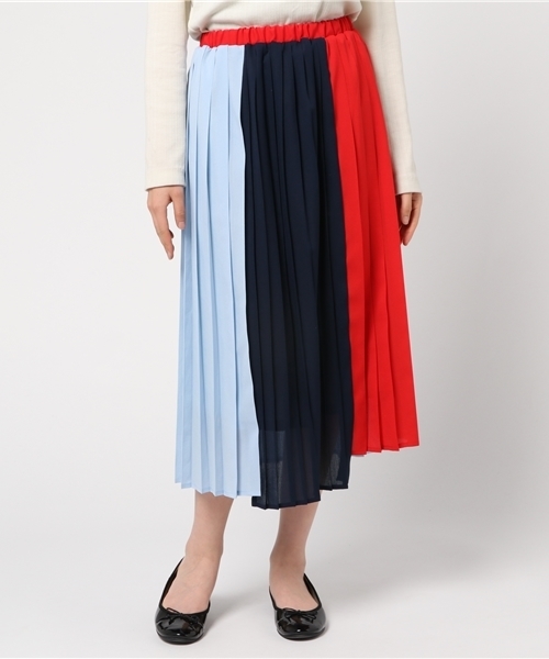 POU DOU DOU（プードゥドゥ）の「配色プリーツスカート（スカート・レディース・イエロー/ピンク/ブルー・3）」の4枚目の写真