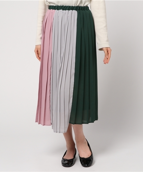 POU DOU DOU（プードゥドゥ）の「配色プリーツスカート（スカート・レディース・イエロー/ピンク/ブルー・3）」の3枚目の写真