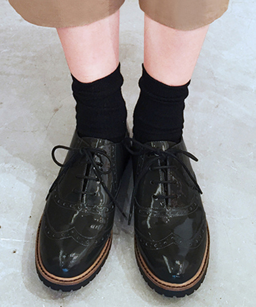 enchanted(エンチャンテッド)の「【enchanted】ウィングチップタンクレースアップ / 15108(モカシン/デッキシューズ・レディース・ブラック・24.5/24/23/22.5/23.5)」の1枚目の写真