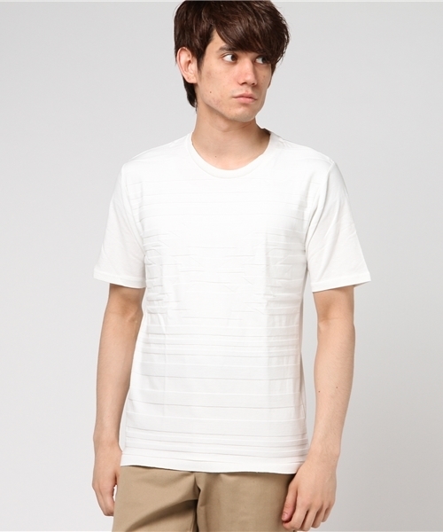 VENCEEXCHANGE（ヴァンスエクスチェンジ）の「オルテガジャガード切り替えT              （Tシャツ/カットソー・メンズ・ホワイト/ブルー/ベビーピンク・MEDIUM/LARGE）」の2枚目の写真