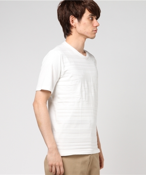 VENCEEXCHANGE（ヴァンスエクスチェンジ）の「オルテガジャガード切り替えT              （Tシャツ/カットソー・メンズ・ホワイト/ブルー/ベビーピンク・MEDIUM/LARGE）」の8枚目の写真