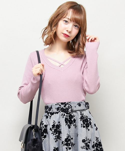 INGNI（イング）の「12G総針リブFクロスニット/レディース-2017AW-（ニット/セーター・レディース・オフホワイト/ブラック/グレー/グリーン/マスタード/ピンク/ボルドー/その他・MEDIUM）」の7枚目の写真