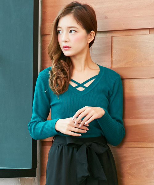 INGNI（イング）の「12G総針リブFクロスニット/レディース-2017AW-（ニット/セーター・レディース・オフホワイト/ブラック/グレー/グリーン/マスタード/ピンク/ボルドー/その他・MEDIUM）」の5枚目の写真