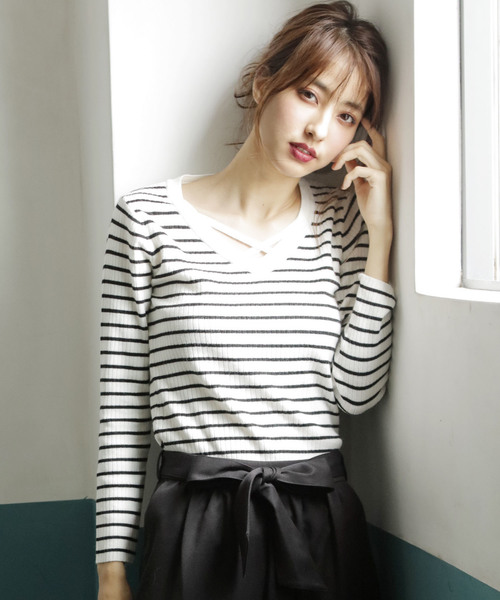 INGNI（イング）の「12G総針リブFクロスニット/レディース-2017AW-（ニット/セーター・レディース・オフホワイト/ブラック/グレー/グリーン/マスタード/ピンク/ボルドー/その他・MEDIUM）」の8枚目の写真