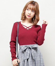 12G総針リブFクロスニット/レディース-2017AW-