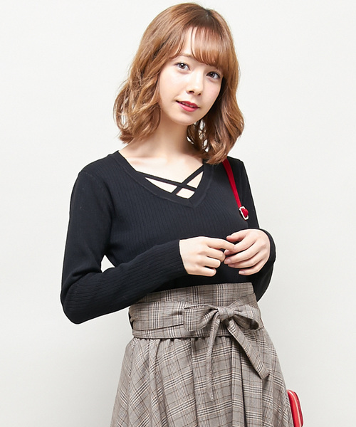 INGNI（イング）の「12G総針リブFクロスニット/レディース-2017AW-（ニット/セーター・レディース・オフホワイト/ブラック/グレー/グリーン/マスタード/ピンク/ボルドー/その他・MEDIUM）」の3枚目の写真