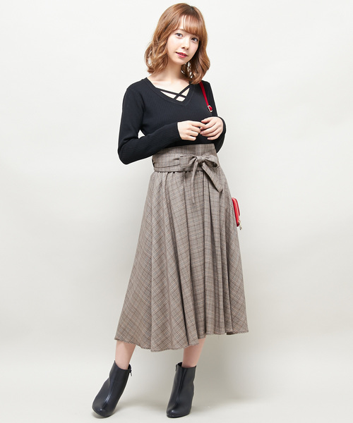 INGNI（イング）の「12G総針リブFクロスニット/レディース-2017AW-（ニット/セーター・レディース・オフホワイト/ブラック/グレー/グリーン/マスタード/ピンク/ボルドー/その他・MEDIUM）」の9枚目の写真