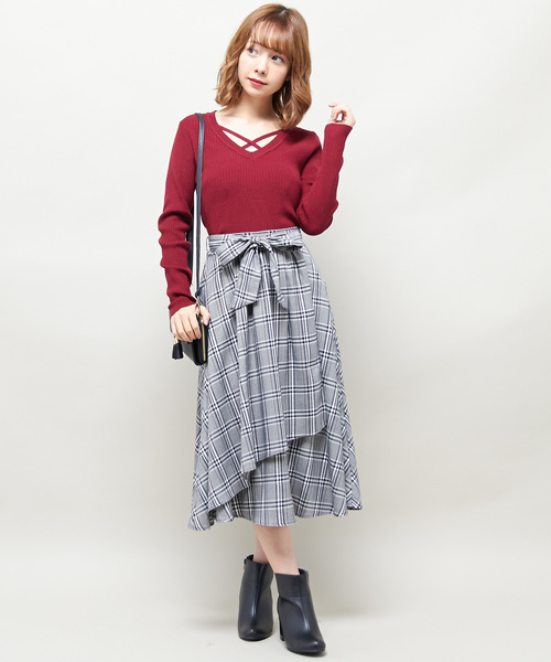 INGNI（イング）の「12G総針リブFクロスニット/レディース-2017AW-（ニット/セーター・レディース・オフホワイト/ブラック/グレー/グリーン/マスタード/ピンク/ボルドー/その他・MEDIUM）」の12枚目の写真