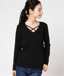 INGNI | 12G総針リブFクロスニット/レディース-2017AW-(ニット/セーター)