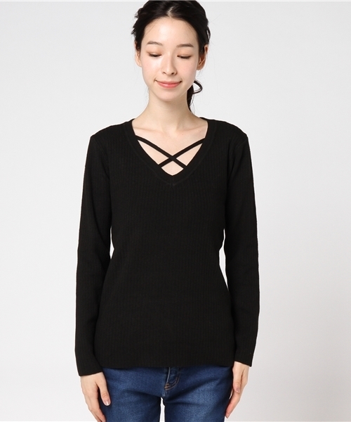 INGNI（イング）の「12G総針リブFクロスニット/レディース-2017AW-（ニット/セーター・レディース・オフホワイト/ブラック/グレー/グリーン/マスタード/ピンク/ボルドー/その他・MEDIUM）」の13枚目の写真