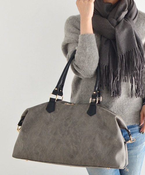 VitaFelice（ヴィータフェリーチェ）の「リザード型押し2wayボストンバッグ（ボストンバッグ・メンズ・ブラック/チャコールグレー/ネイビー/ライトグレー・FREE）」の3枚目の写真