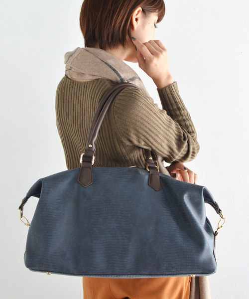 VitaFelice（ヴィータフェリーチェ）の「リザード型押し2wayボストンバッグ（ボストンバッグ・メンズ・ブラック/チャコールグレー/ネイビー/ライトグレー・FREE）」の18枚目の写真