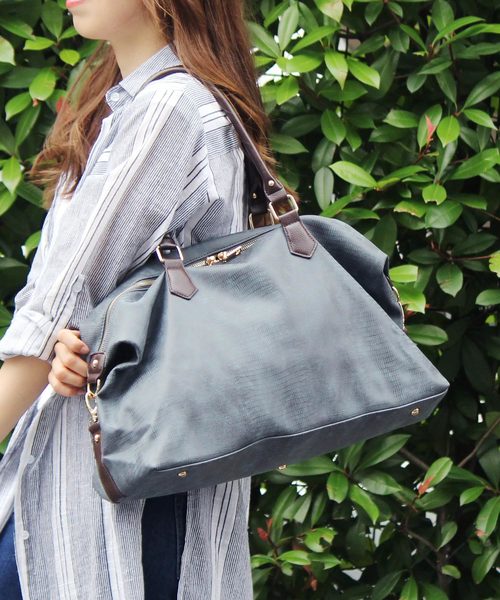 VitaFelice（ヴィータフェリーチェ）の「リザード型押し2wayボストンバッグ（ボストンバッグ・メンズ・ブラック/チャコールグレー/ネイビー/ライトグレー・FREE）」の6枚目の写真