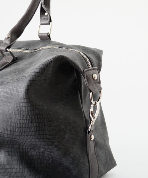 VitaFelice（ヴィータフェリーチェ）の「リザード型押し2wayボストンバッグ（ボストンバッグ・メンズ・ブラック/チャコールグレー/ネイビー/ライトグレー・FREE）」の9枚目の写真