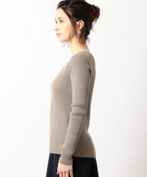 green label relaxing（グリーンレーベルリラクシング）の「[手洗い可能] KF リブ ハートネック ロングスリーブ ニット 9G ◆（ニット/セーター・レディース・ブラック/ブラウン/オフホワイト/ライラック/シャーベット・FREE）」の8枚目の写真