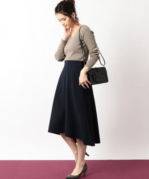 green label relaxing（グリーンレーベルリラクシング）の「[手洗い可能] KF リブ ハートネック ロングスリーブ ニット 9G ◆（ニット/セーター・レディース・ブラック/ブラウン/オフホワイト/ライラック/シャーベット・FREE）」の9枚目の写真