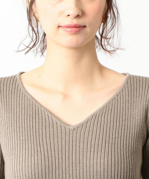 green label relaxing（グリーンレーベルリラクシング）の「[手洗い可能] KF リブ ハートネック ロングスリーブ ニット 9G ◆（ニット/セーター・レディース・ブラック/ブラウン/オフホワイト/ライラック/シャーベット・FREE）」の10枚目の写真