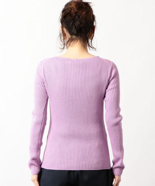 green label relaxing（グリーンレーベルリラクシング）の「[手洗い可能] KF リブ ハートネック ロングスリーブ ニット 9G ◆（ニット/セーター・レディース・ブラック/ブラウン/オフホワイト/ライラック/シャーベット・FREE）」の17枚目の写真