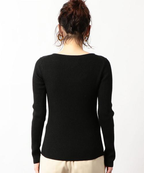 green label relaxing（グリーンレーベルリラクシング）の「[手洗い可能] KF リブ ハートネック ロングスリーブ ニット 9G ◆（ニット/セーター・レディース・ブラック/ブラウン/オフホワイト/ライラック/シャーベット・FREE）」の20枚目の写真