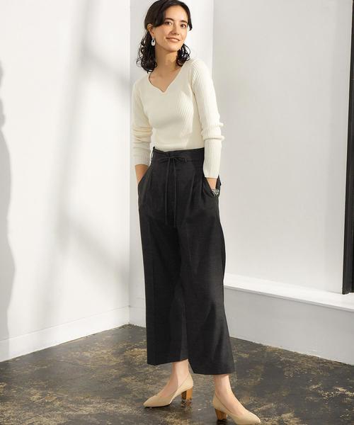 green label relaxing（グリーンレーベルリラクシング）の「[手洗い可能] KF リブ ハートネック ロングスリーブ ニット 9G ◆（ニット/セーター・レディース・ブラック/ブラウン/オフホワイト/ライラック/シャーベット・FREE）」の19枚目の写真