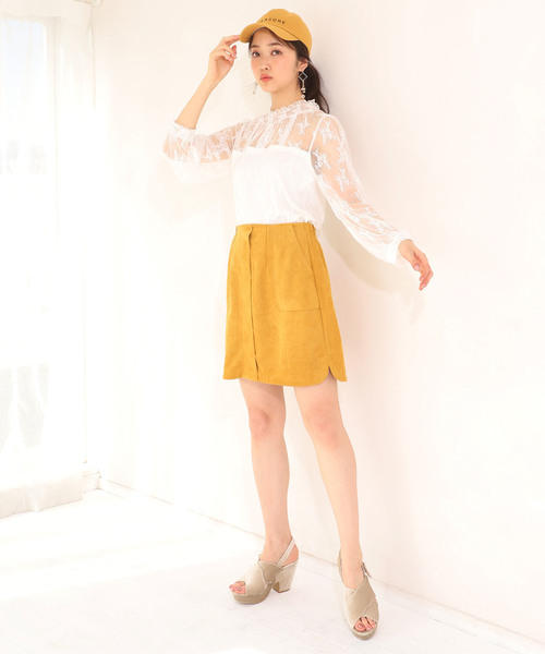 one after another NICE CLAUP（ワンアフターアナザーナイスクラップ）の「レースシアブラウス（シャツ/ブラウス・レディース・ブラック/オフホワイト/イエロー・FREE）」の10枚目の写真