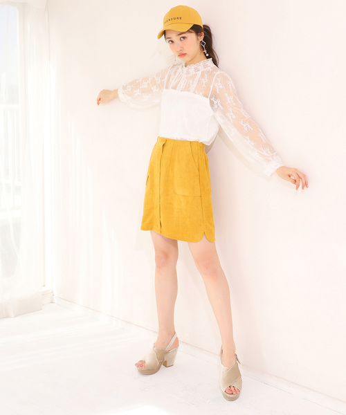 one after another NICE CLAUP（ワンアフターアナザーナイスクラップ）の「レースシアブラウス（シャツ/ブラウス・レディース・ブラック/オフホワイト/イエロー・FREE）」の11枚目の写真