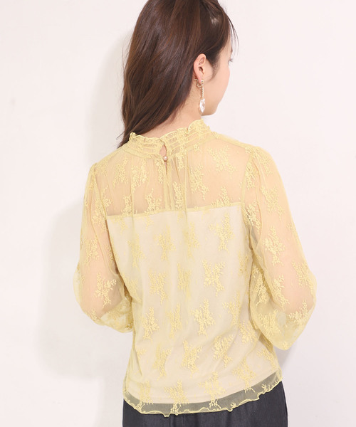 one after another NICE CLAUP（ワンアフターアナザーナイスクラップ）の「レースシアブラウス（シャツ/ブラウス・レディース・ブラック/オフホワイト/イエロー・FREE）」の13枚目の写真