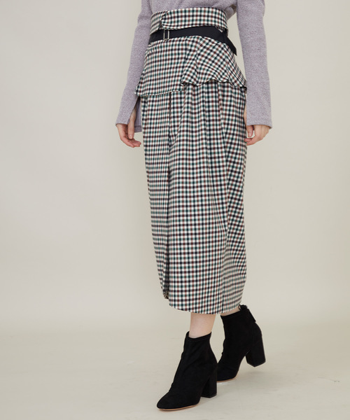 STUDIOUS（ステュディオス）の「チェックコルセットスカート（スカート・レディース・マルチ/ブラウン/ブルー・1/0）」の12枚目の写真
