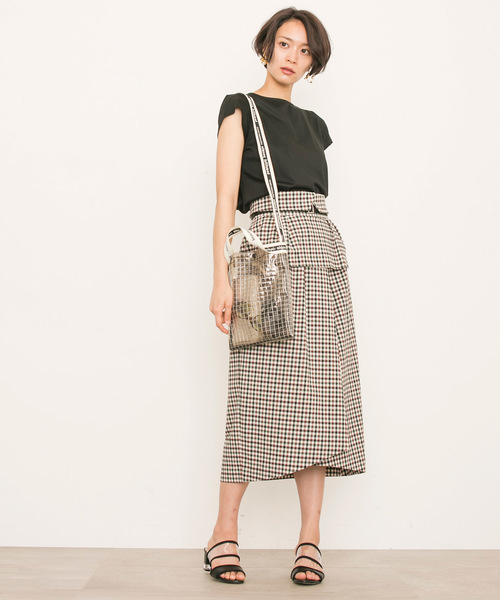 STUDIOUS（ステュディオス）の「チェックコルセットスカート（スカート・レディース・マルチ/ブラウン/ブルー・1/0）」の5枚目の写真