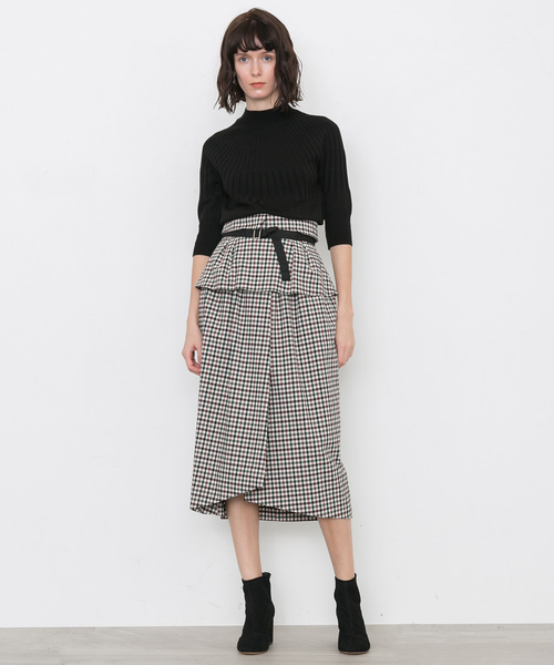 STUDIOUS（ステュディオス）の「チェックコルセットスカート（スカート・レディース・マルチ/ブラウン/ブルー・1/0）」の10枚目の写真