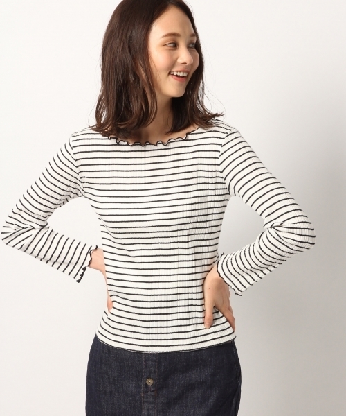 GLOBAL WORK(グローバルワーク)の「リブメローボートネック長袖/777525(Tシャツ/カットソー・レディース・ネイビー/ダークブルー/ライトグレー/ホワイト/その他2/レッド・LARGE/MEDIUM)」の6枚目の写真