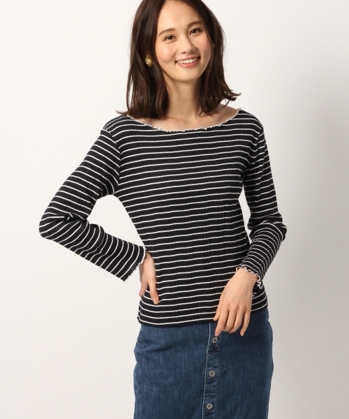 GLOBAL WORK(グローバルワーク)の「リブメローボートネック長袖/777525(Tシャツ/カットソー・レディース・ネイビー/ダークブルー/ライトグレー/ホワイト/その他2/レッド・LARGE/MEDIUM)」の5枚目の写真