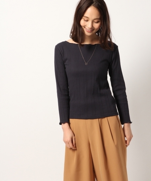 GLOBAL WORK(グローバルワーク)の「リブメローボートネック長袖/777525(Tシャツ/カットソー・レディース・ネイビー/ダークブルー/ライトグレー/ホワイト/その他2/レッド・LARGE/MEDIUM)」の4枚目の写真