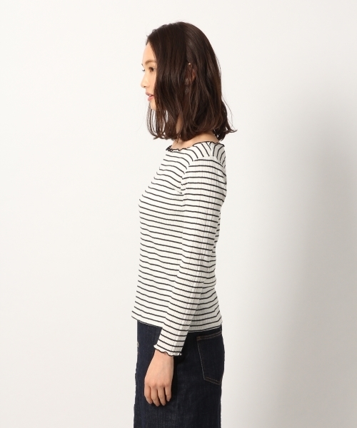 GLOBAL WORK(グローバルワーク)の「リブメローボートネック長袖/777525(Tシャツ/カットソー・レディース・ネイビー/ダークブルー/ライトグレー/ホワイト/その他2/レッド・LARGE/MEDIUM)」の9枚目の写真