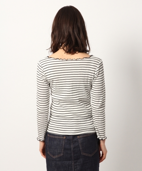 GLOBAL WORK(グローバルワーク)の「リブメローボートネック長袖/777525(Tシャツ/カットソー・レディース・ネイビー/ダークブルー/ライトグレー/ホワイト/その他2/レッド・LARGE/MEDIUM)」の10枚目の写真