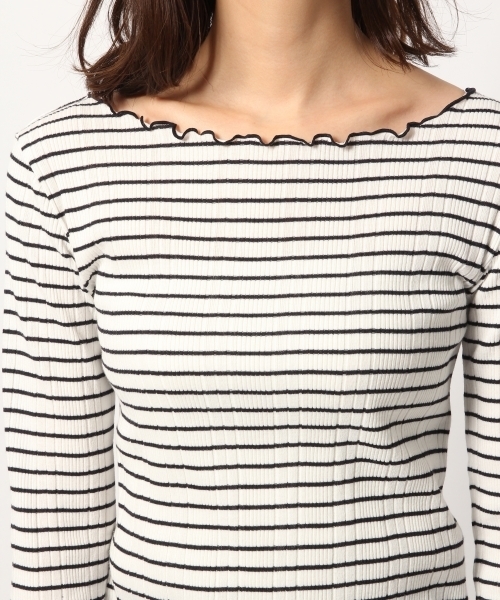 GLOBAL WORK(グローバルワーク)の「リブメローボートネック長袖/777525(Tシャツ/カットソー・レディース・ネイビー/ダークブルー/ライトグレー/ホワイト/その他2/レッド・LARGE/MEDIUM)」の11枚目の写真