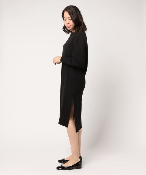 niko and...（ニコアンド）の「オリジナル起毛フライス袖リブワンピース（ワンピース・レディース・グレー/パープル/ブラック・LARGE/MEDIUM）」の5枚目の写真