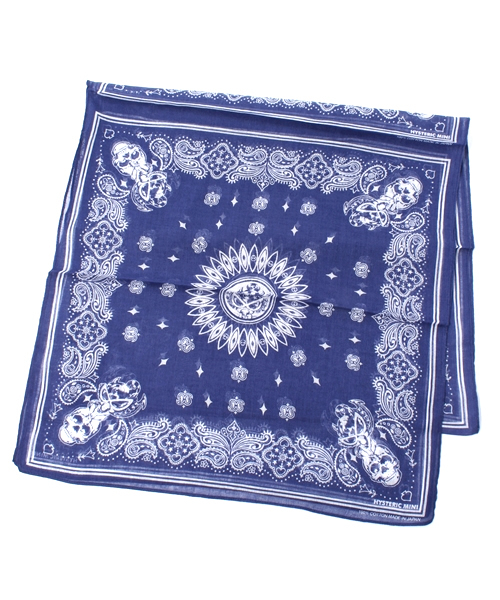 HYSTERIC MINI（ヒステリックミニ）の「mini on skull bandanna  ストール（バンダナ/スカーフ・キッズ・ブラック/ネイビー/レッド・FREE）」の2枚目の写真