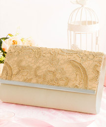 メタルフレーム×レース刺繍×クラッチバッグ